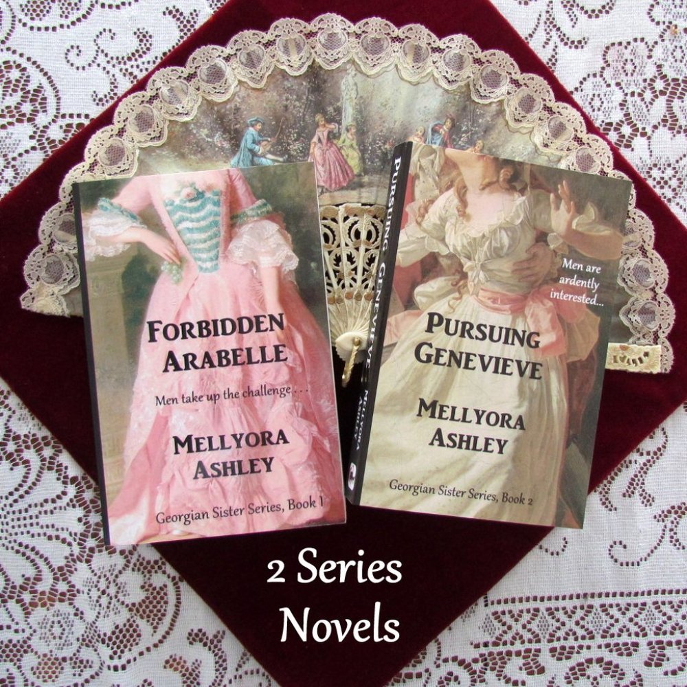 2 ROMANTIC SERIES BOOKS, HISTORICAL NOVELS by MELLYORA ASHLEY, GEORGIAN …